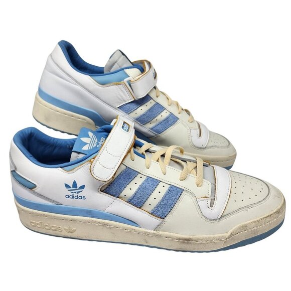 Adidas Forum 84 Low Retro Sneakers White & Blue Leather Men's 17 - Picture 1 of 11